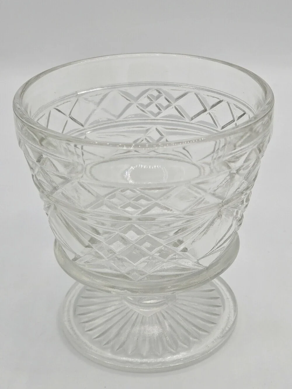 8x Vintage Clear Glass Hazel Atlas Footed Big Top Peanut Butter Dessert Glasses